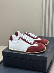 PRADA 25S SNEAKER IN WHITE MIX DARK RED SUEDE STYLE 3