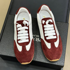 PRADA 25S SNEAKER IN WHITE MIX DARK RED SUEDE STYLE 3
