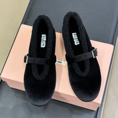 ALAIA 25S BALLET FLATS IN BLACK VELVET