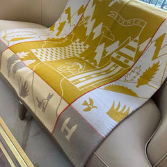 AVALON EPOPEE BLANKET 140 CM IN HONEY YELLOW WOOL AND CASHMERE 415189