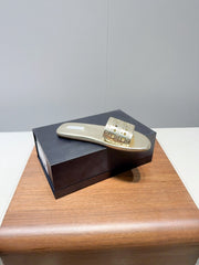 ALAIA FLAT SANDALS WITH PERFORATED STRAPS 25S IN GOLD LAMBSKIN