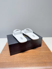 ALAIA FLAT SANDALS WITH PERFORATED STRAPS 25S IN WHITE LAMBSKIN