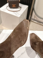 CELINE 25S CHELSEA BOOTS CLASSIC 45MM IN DARK BROWN SUEDE