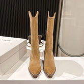 CELINE 25S HIGH BOOTS FOR FALL AND WINTER 45MM IN LIGHT BROWN SUEDE