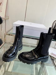 DIOR 25S D-QUEST ANKLE BOOT 35MM IN BLACK GLOSSY CALFSKIN GOLD HARDWARE