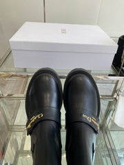 DIOR 25S D-QUEST ANKLE BOOT 35MM IN BLACK CALFSKIN GOLD HARDWARE
