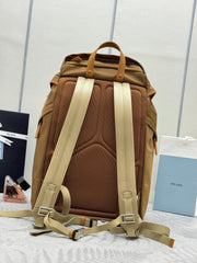 PRADA 25S RE-EDITION 1978 RE-NYLON BACKPACK 52 IN BROWN SILVER HARDWARE