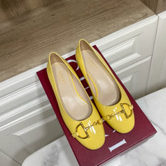 GUCCI 26S HORSEBIT BALLET FLATS IN YELLOW CALFSKIN