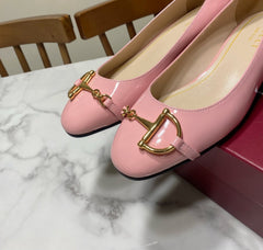GUCCI 26S HORSEBIT BALLET FLATS IN PINK CALFSKIN