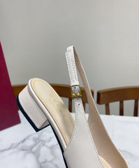 GUCCI 26S SLINGBACK FLATS IN CREAM WHITE CALFSKIN