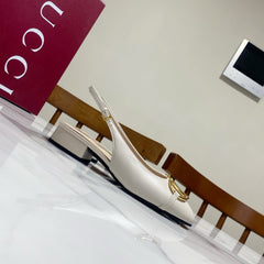 GUCCI 26S SLINGBACK FLATS IN CREAM WHITE CALFSKIN