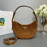 MOON HANDBAG 22 IN RUSSET BROWN SUEDE