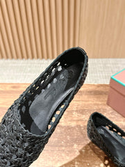 LP POINTED-TOE BALLET FLATS 25S IN BLACK LAMBSKIN