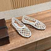 ALAIA MESH BALLET FLATS 25S IN WHITE LAMBSKIN