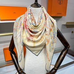 HERMES 25S SCARF 136 IN SILK CASHMERE 989711