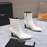 YSL 25S ANKLE BOOTS 70 MM IN WHITE LAMBSKIN