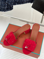 HIGH HEELS IN RED SUEDE AND LAMBSKIN