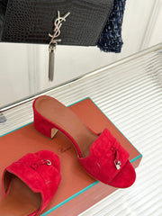 HIGH HEELS IN RED SUEDE AND LAMBSKIN