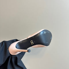 DG FOOTWEAR – LIGHT 100MM IN BEIGE PATENT CALFSKIN MULES