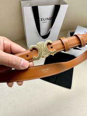 CELINE 25S BELT TRIOMPHE TAURILLON 25MM IN CARAMEL CALFSKIN 557502