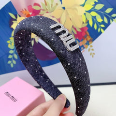 DENIM HEADBAND BLACK WITH CRYSTALS 164215