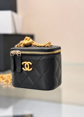 CHANEL 25S MINI VANITY BAG 11 CM IN BLACK LAMBSKIN WITH GOLD HARDWARE