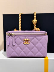 CHANEL 25S MINI VANITY BAG 16 CM IN PURPLE LAMBSKIN WITH GOLD HARDWARE