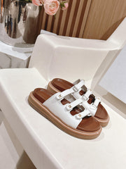 TRIOMPHE SANDALS IN WHITE CALFSKIN