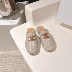 CELINE 25S LES ESPADRILLES MULE IN LIGHT GRAY CANVAS