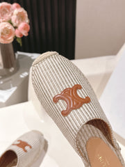 CELINE 25S LES ESPADRILLES MULE IN LIGHT GRAY CANVAS