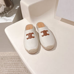 CELINE 25S LES ESPADRILLES MULE IN WHITE CANVAS