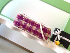 CHANEL 25S SHOPPING BAG 40 IN DARK PINK MIX WHITE TWEED