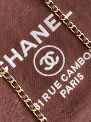 CHANEL 25S TOTE BAG 33 IN DARK RED CANVAS