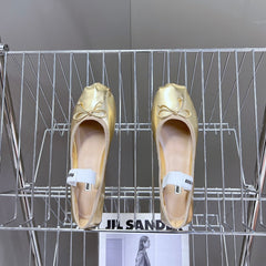 BALLET FLAT SHOES METALLIC GOLD SHEEPSKIN