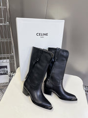 CELINE 25S HIGH CUT CHELSEA BOOTS 45MM IN BLACK CALFSKIN