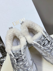 DIOR CHRONO SNEAKER 25S IN SILVER LAMBSKIN AND MESH FABRIC STYLE 1