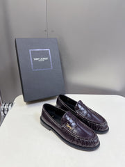 YSL 25S SAINT LAURENT LOAFERS IN DUSTY PLUM CALFSKIN