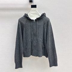 DIOR 25S HOODED KNIT CARDIGAN WITH CUTOUT DESIGN 616