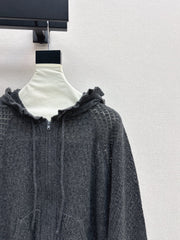 DIOR 25S HOODED KNIT CARDIGAN WITH CUTOUT DESIGN 616