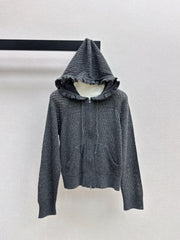 DIOR 25S HOODED KNIT CARDIGAN WITH CUTOUT DESIGN 616