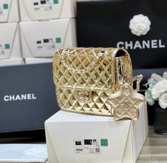 25S CHANEL STAR GOLD 23 IN METALLIC GOLD CALFSKIN