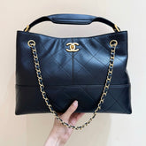 CHANEL 25S LARGE HOBO BAG 36 IN BLACK CALFSKIN GOLD HARDWARE