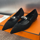 KIARA FLAT PUMP IN BLACK SUEDE