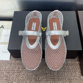ALAIA MARY JANE FLAT 25S IN SILVER MESH CALFSKIN
