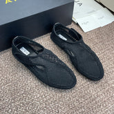 ALAIA MESH MARY JANE BALLET FLATS 25S IN BLACK FABRIC