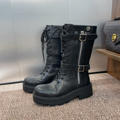DIOR 25S D-MAJOR SERIES PUNK BOOTS 45MM IN BLACK CALFSKIN