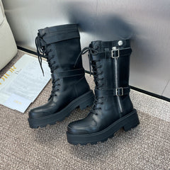 DIOR 25S D-MAJOR SERIES PUNK BOOTS 45MM IN BLACK CALFSKIN