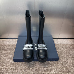 DIOR 25S D-QUEST TALL CHELSEA BOOTS 45MM IN BLACK CALFSKIN