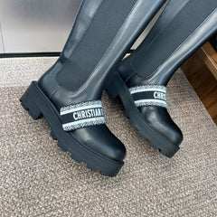 DIOR 25S D-QUEST TALL CHELSEA BOOTS 45MM IN BLACK CALFSKIN