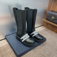DIOR 25S D-QUEST TALL CHELSEA BOOTS 45MM IN BLACK CALFSKIN